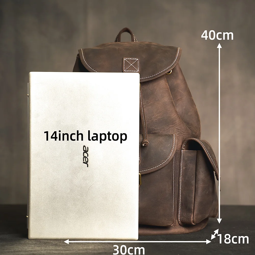 Vintage Backpack For Men Genuine Leather Fashion Bag Casual Outdoor Backpack High Quality Laptop Trend Travel Bag