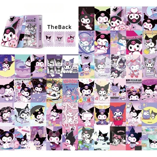 50pcs Japanese Anime Sanrio Card Laser Photo Card Kuromi Melody Cinnamoroll Pachacco Room Decoration Cartoon Card Children Gift 3