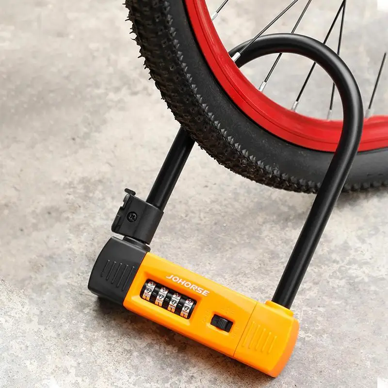 

U-образный велосипедный замок, сбрасываемый 4-значный комбинированный замок с U-образным замком, надежный для велосипеда, скутера, электрического велосипеда, идеально подходит для дорог и гор