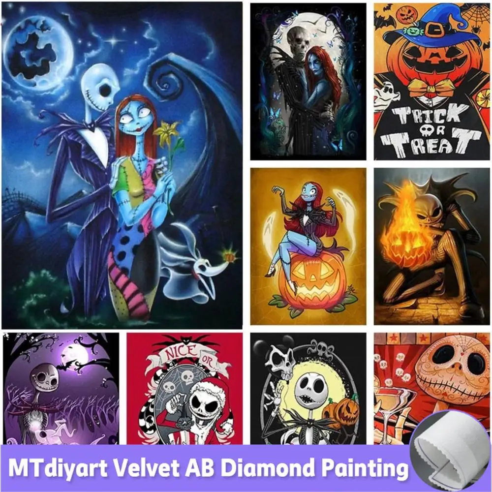 The Nightmare Before Christmas Jack Skellington and Sally DIY AB Drill  Diamond Painting Disney Cartoon Cross Stitch Home Decor