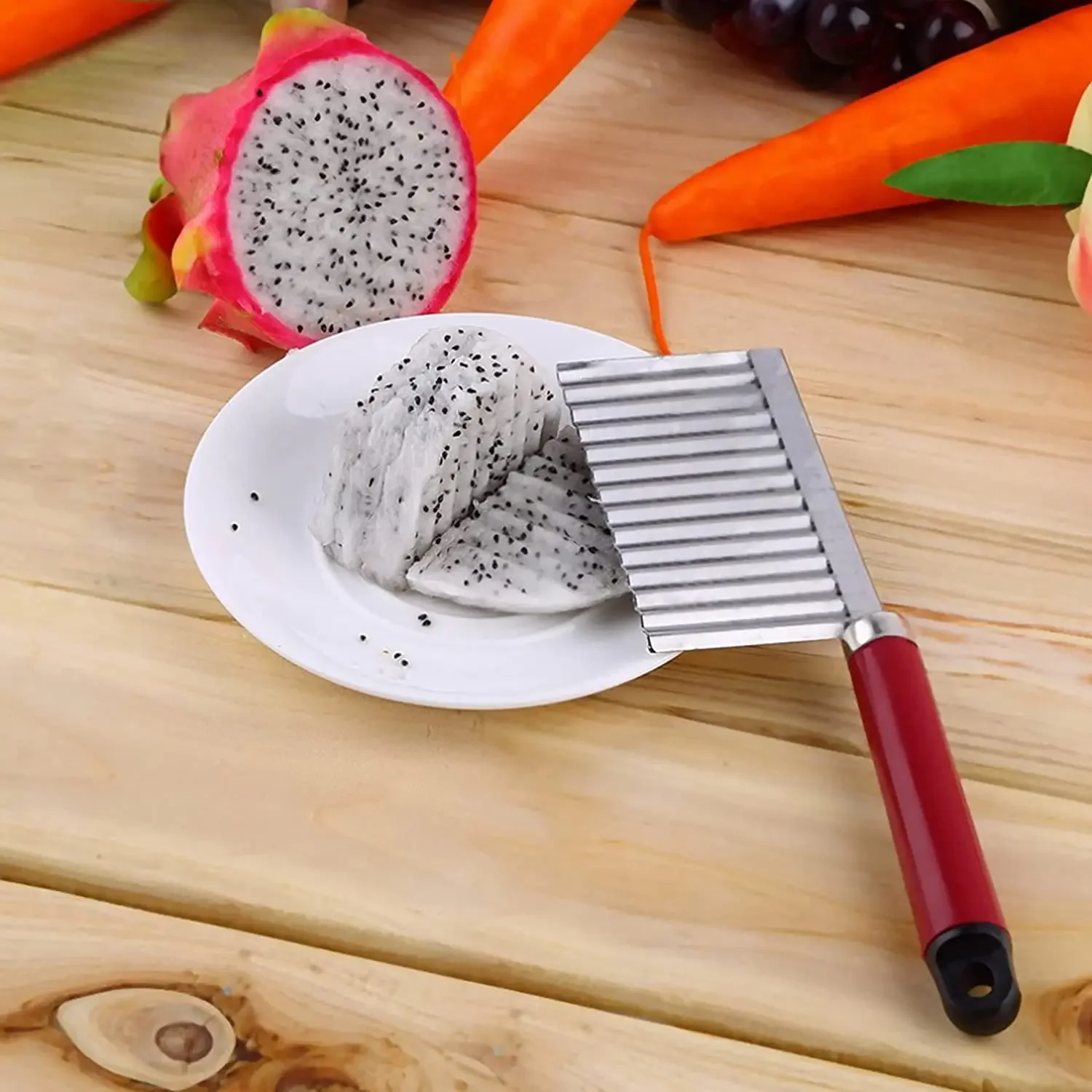 Crinkle Cutter Knife Fancy Wavy Cuts Stainless Steel for Potato Carrot Chip Vegetable French Fry Chopper Wave Slicer Accessories