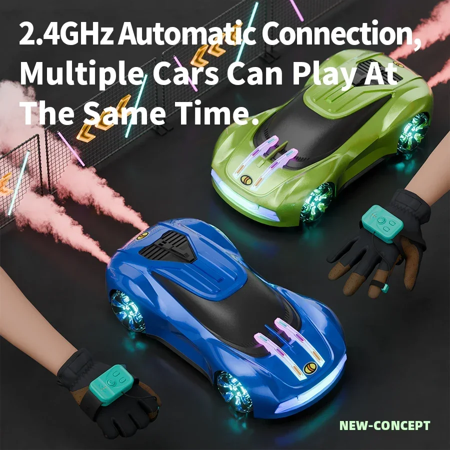 Children's New Concept Car Stunt Car Gesture Sensor Drift Car Cool Jet Sports Drive Light Music Double Spray Toys for Boys Xmas