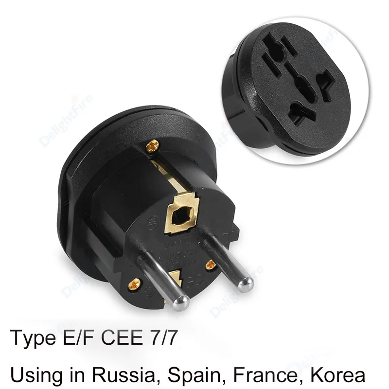 EU Travel Adapter Universal UK AU US ไปยัง EU KR Socket Converter 16A 250V AC Outlet สเปนฝรั่งเศสเยอรมนีรัสเซียปลั๊กผนังซ็อกเก็ต 1