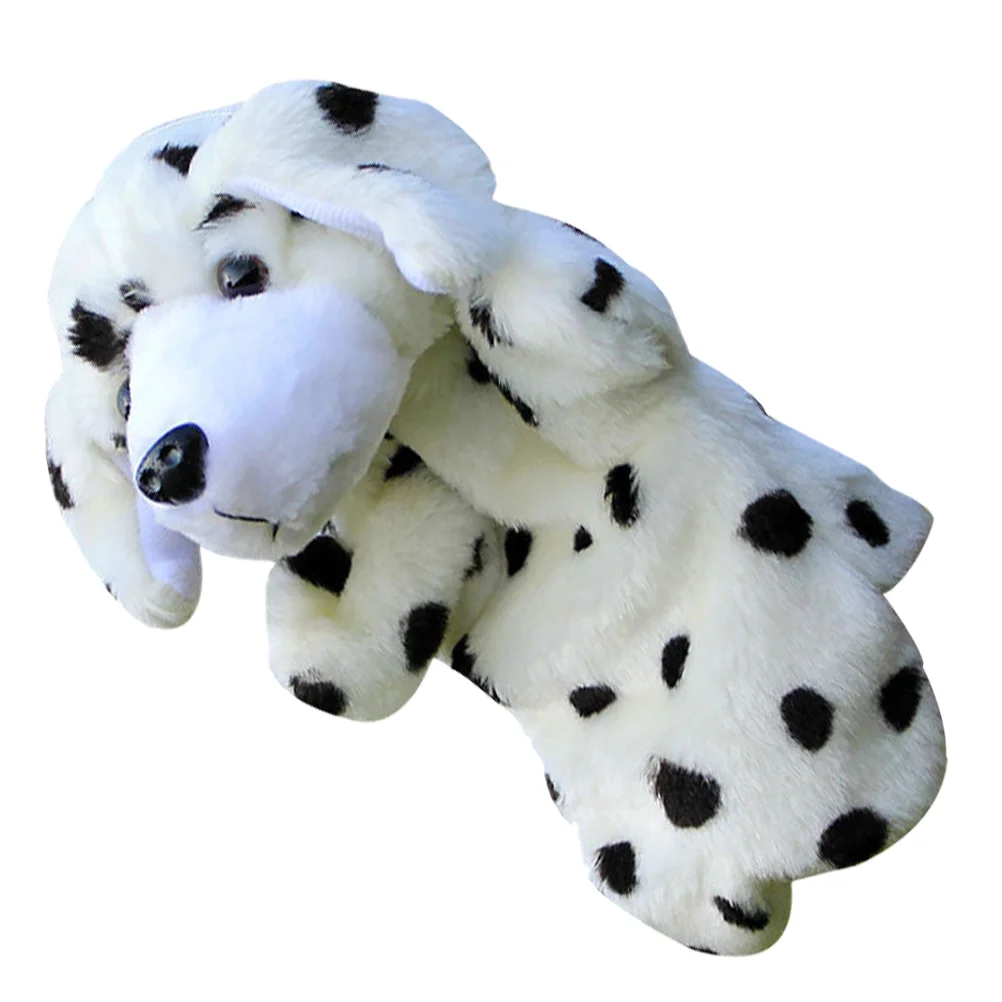 Dalmatians Big Yellow Dog Parent-child Baby Gloves Stuffed Dogs Kids Animal Hand Puppet Toy Puppy 100 500pcs new 1inch animal good job cool stickers roll for envelope praise reward student work stationery seal lable child gift