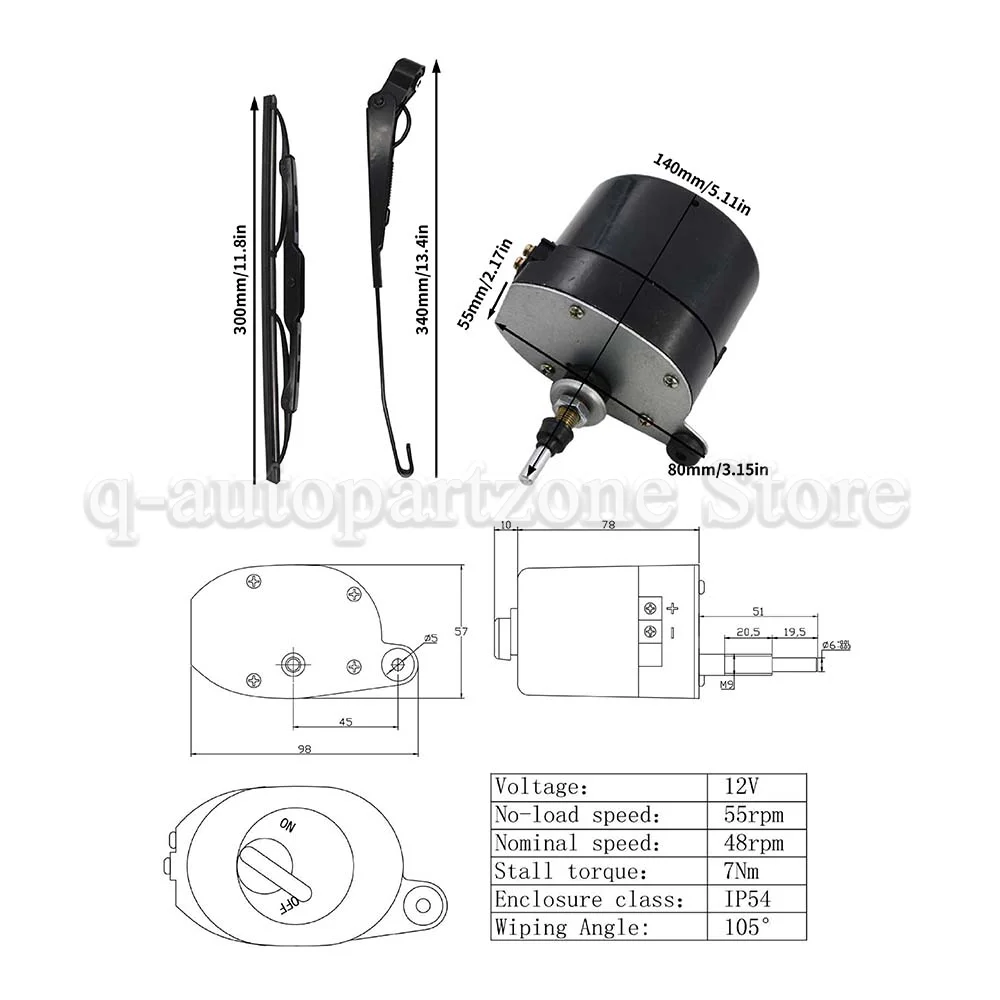 12 V Universele Ruitenwisser Motor Kit voor Willys Tractor, Caravana