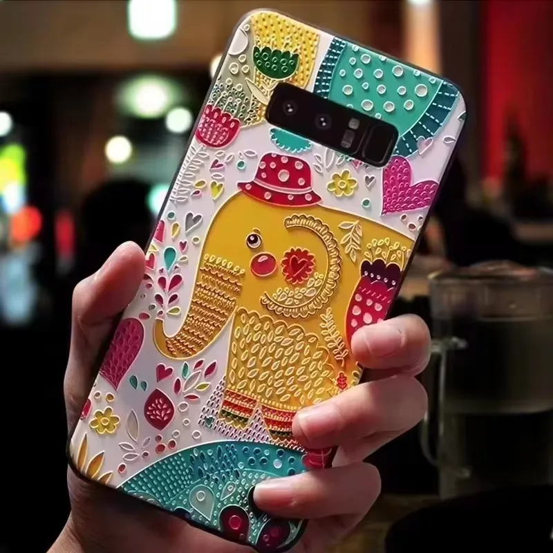 3D Flower Relief Silicone Emboss Back Cover - Soft Protective Cartoon Design