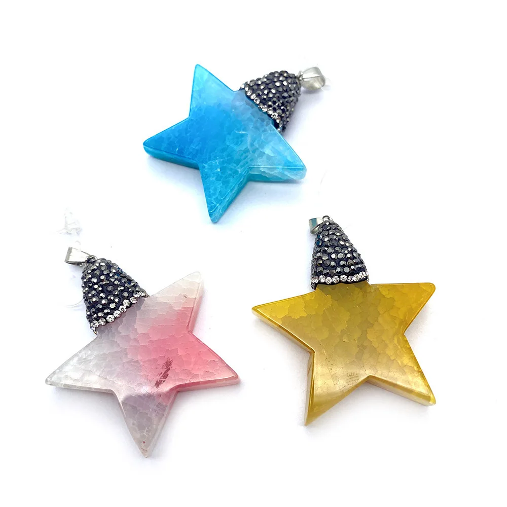 

Natural Stone Inlaid Rhinestone Cracked Crystal Pendant for Charming Ladies DIY Fashion Jewelry Necklace Bracelet Accessories