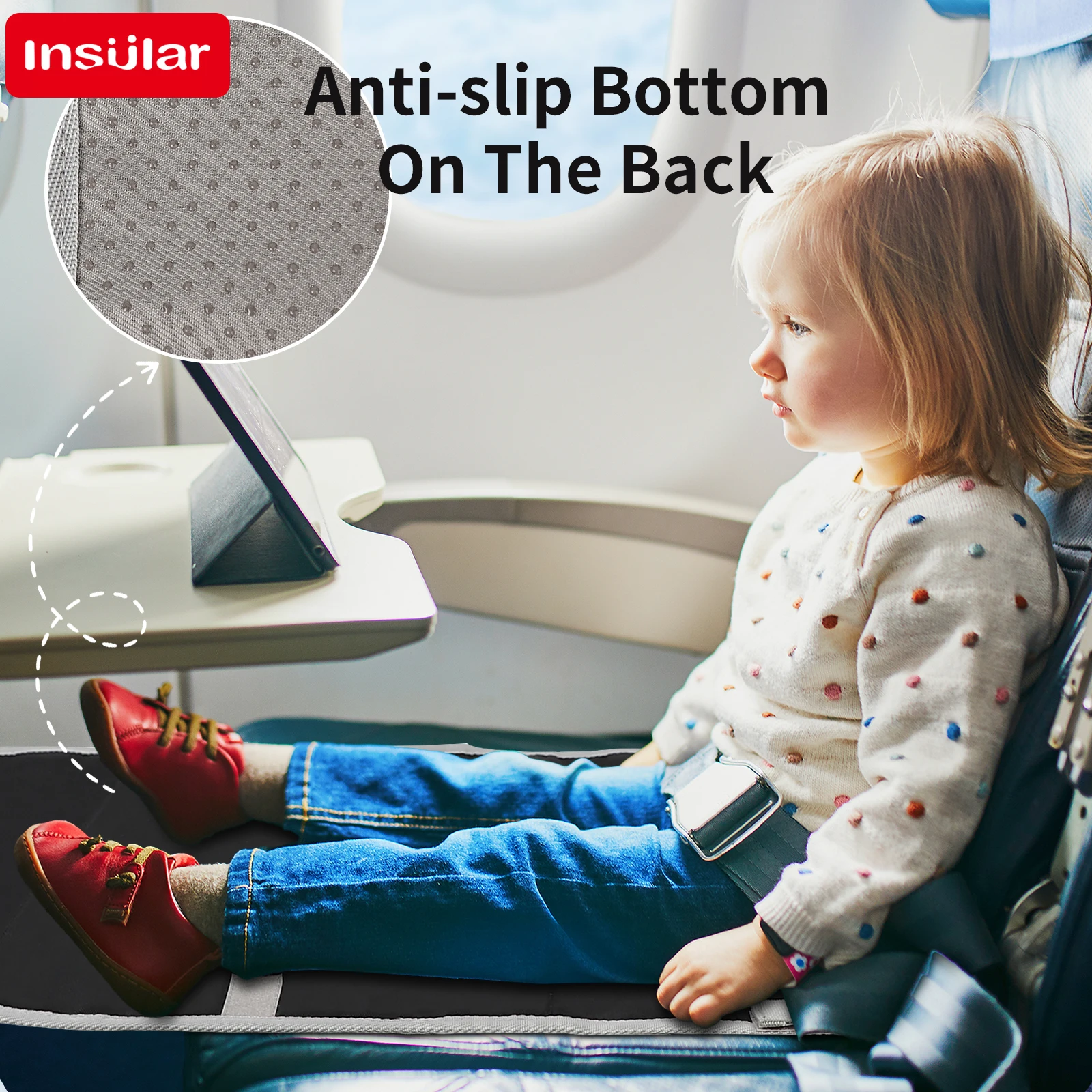 INSULAR Child Hammock Travel Bed Foldable Kid Plane Seat Extender Cushion Portable Seat Extend Pad Footrest Trip Essentials 1-3Y