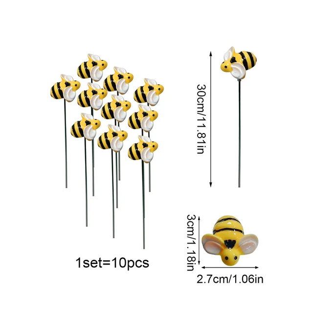 10Db Kerti Tét Dekoráció Méh Udvari Fűnyílás Díszek Vízálló Virág Edény Beltéri Figurák Dekoratív - Image 6