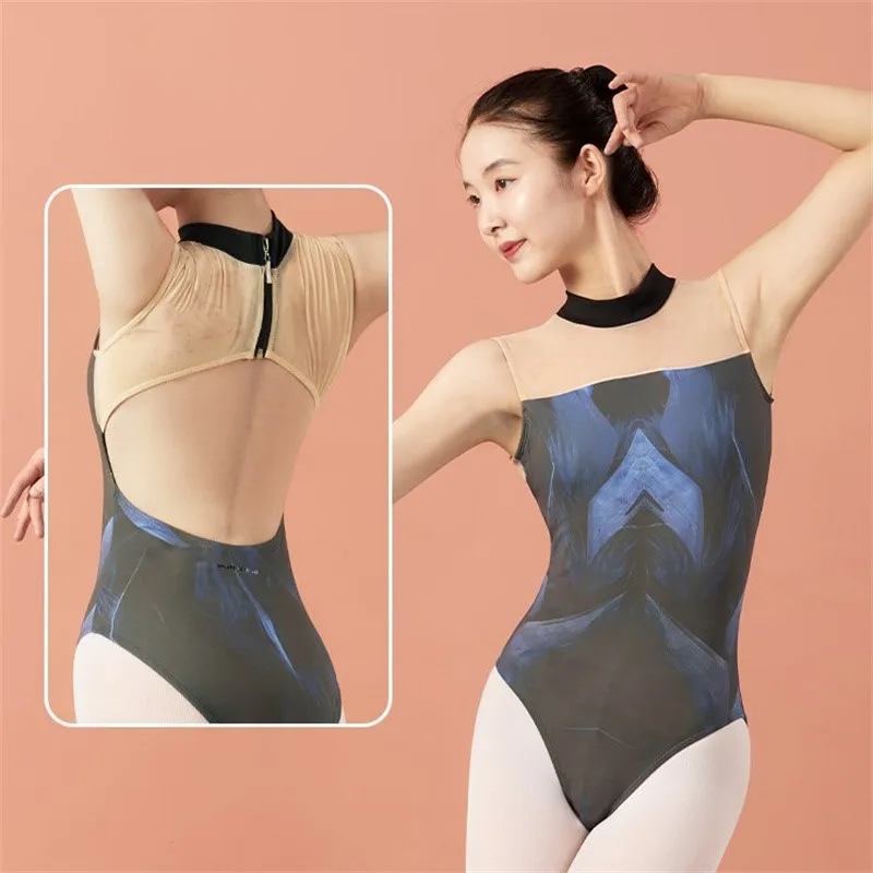 

Fashion High Quality Breathable Teenager Girls Women Adult Yoga Latin Ballroom Ballet Dance Sexy Sublimated Mesh Tank Leotards