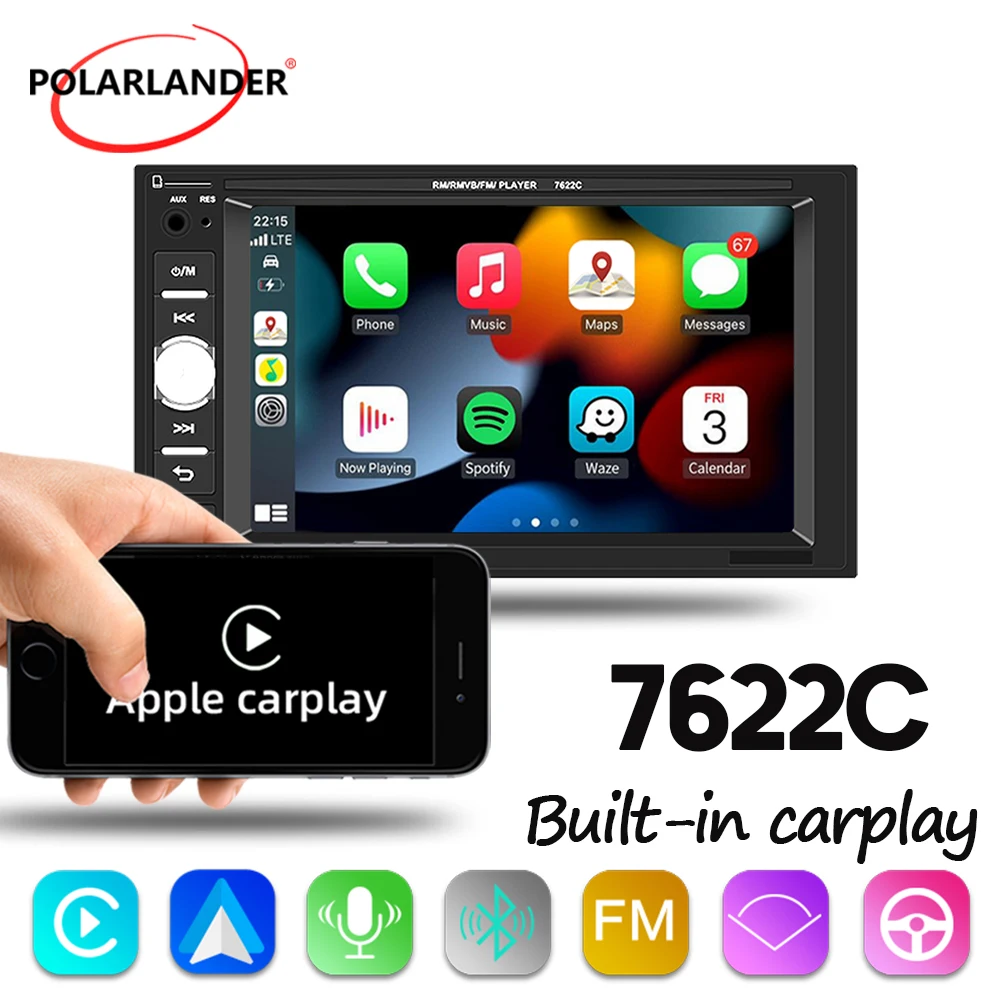 

Car Multimedia Accessories MP5 player Capacitive Screen Bluetooth/USB/AUX/TF 2 DIN 7" Wince Mirror link Carplay, Android Auto FM