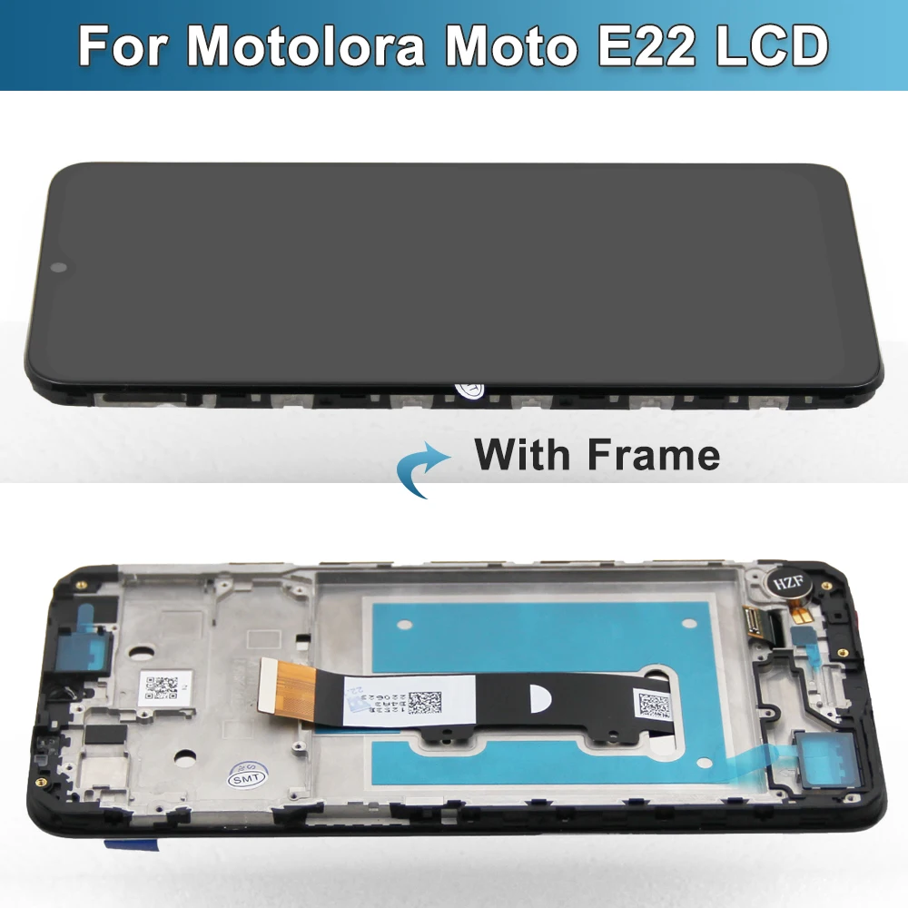 모토로라 모토 E22 E22i 용 AMOLED LCD 디스플레이 터치 스크린 디지타이터 어셈블리 교체, 프레임 포함, 6.5 인치