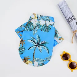 Plus - Size Hawaiian Style Comfortable Dog T - Shirts for Medium to Large Breeds (Blue Coconut Tree)