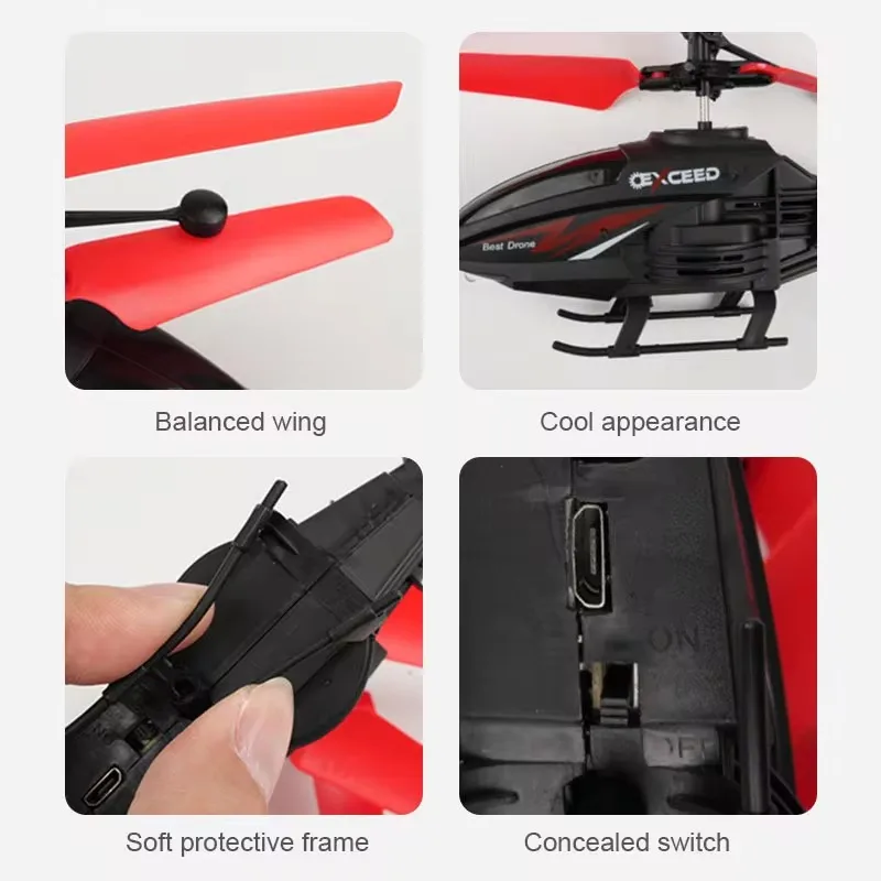 Mini Gesture Sensing Flying Remote Control Aircraft Toys 2 Channel RC Helicopters Interactive Outdoor Gifts 4