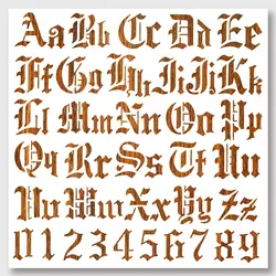 Elegant Gothic Alphabet and Numbers Stencil - Reusable DIY Art & Craft Template (11.81x11.81) (BTG05 - 15671)