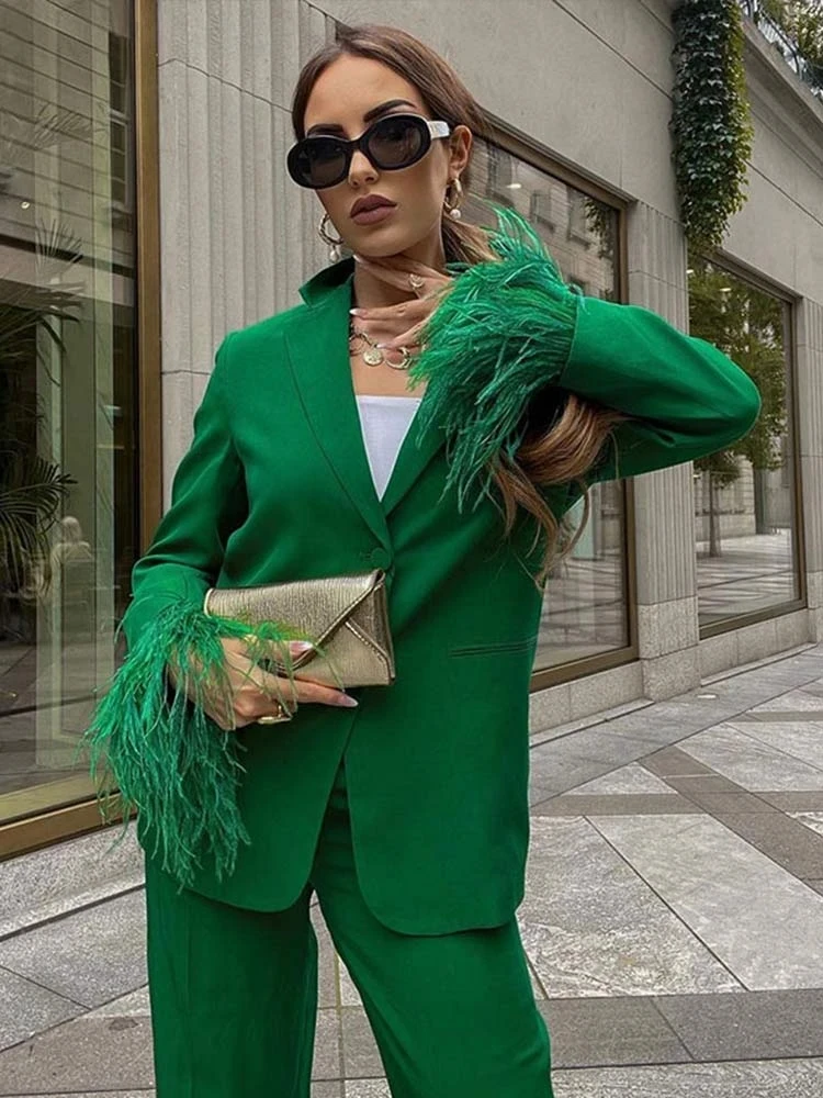 Blazer Verde Botella Trajes Verdes Mujer Outfit Traje Verde