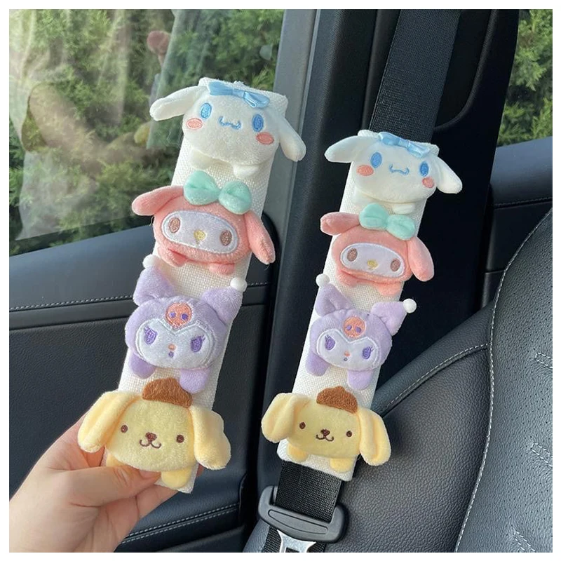 

Anime Sanrioed My Melody Cinnamoroll Kuromi Plush Doll Car Seat Belt Cover Kawaii Auto Interior Accessories Protective Sleeve