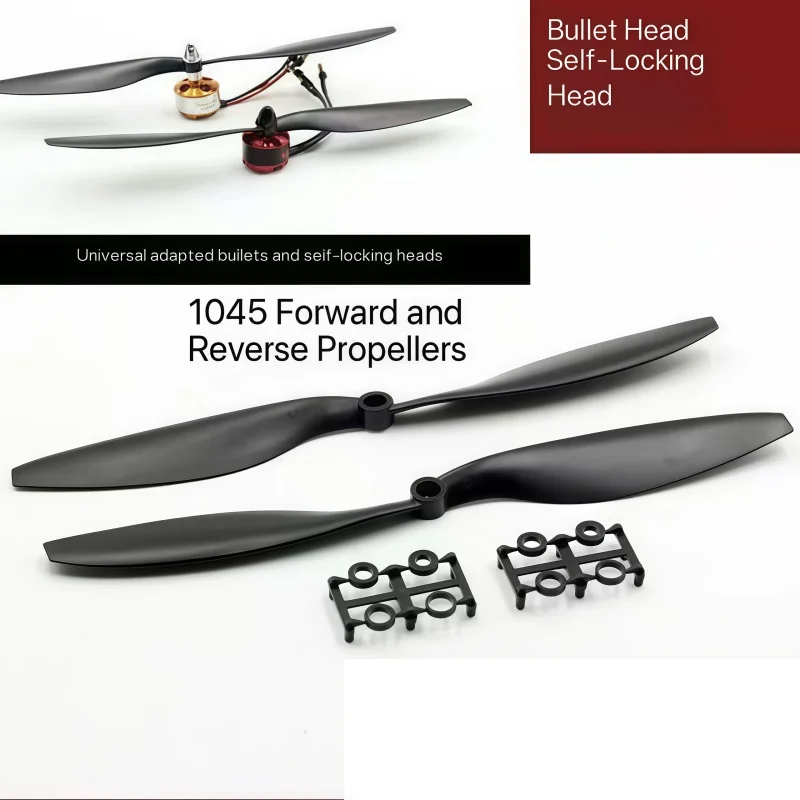 Hélice 1045 pour moteur RC, paire de 2, emballée dans un sachet transparent.