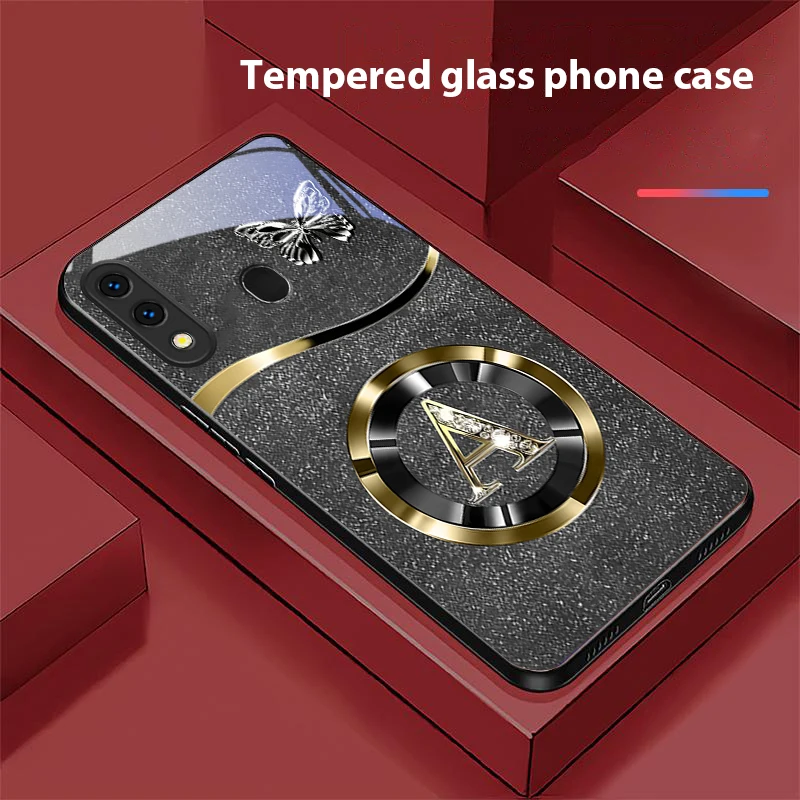 Gold Letter A Badge Glass Phone Case