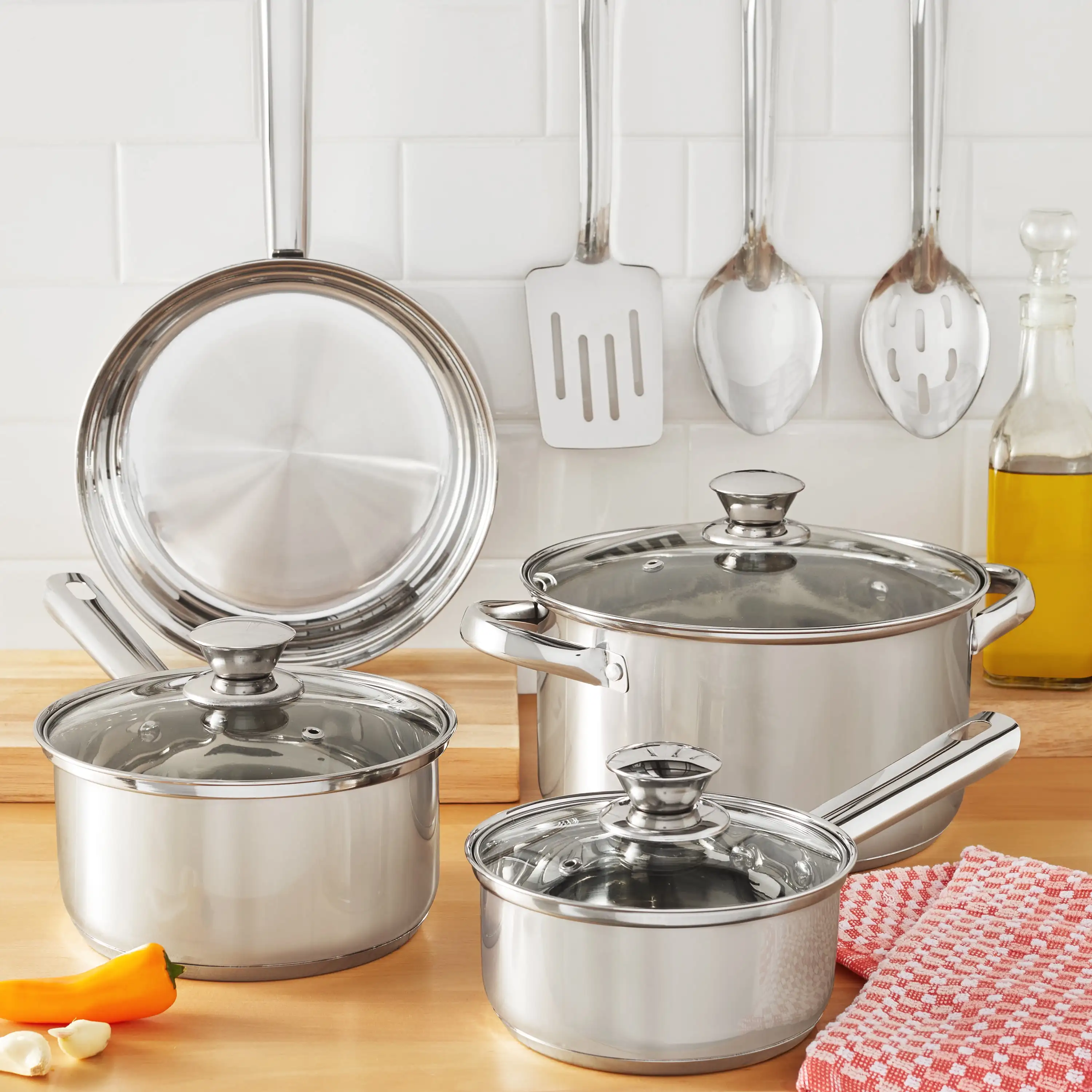 10-Piece Nonstick Stainless Steel Cookware Set for Everyday Homemaking non stick cookware set