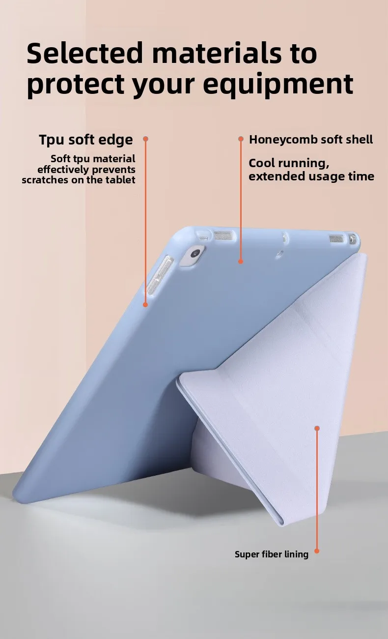 Für iPad 9.7 Schutzhülle AIR5 verwandelbare Y-Fold-Lederhülle Mini 3/4 leichte Silikonhülle 10.2 Softshell einfarbig – Detail 7