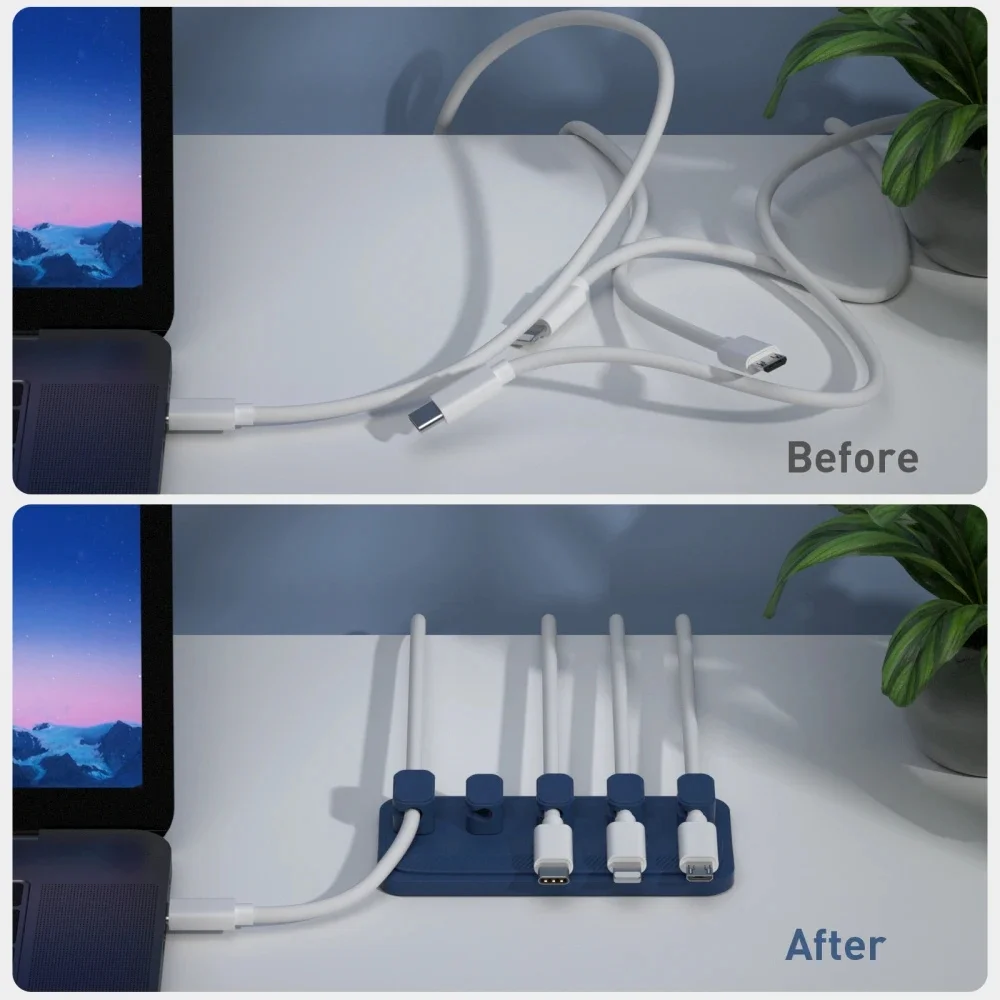 USLION Magnetic Cable Clip With Magnet Pad Cable Organizer Wire Winder USB Management Protector Earphone Mouse Cord Holder