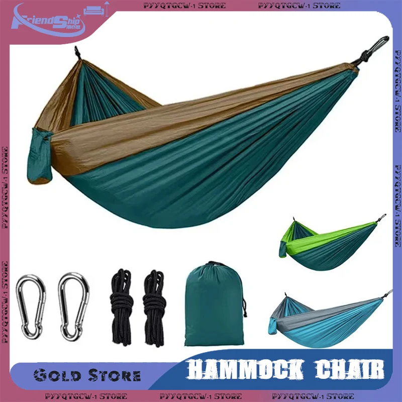 Outdoor Camping Hammock Portable Nylon High Strength Parachute Fabric Hanging Bed Hammock