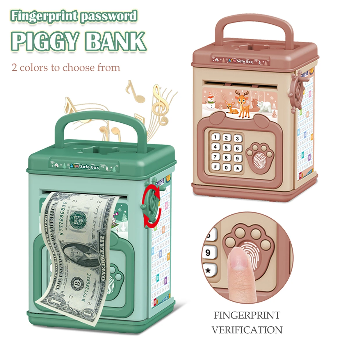 Salvadanaio elettronico a forma di bancomat per bambini, scatola per risparmiare denaro con sblocco tramite password, grande capacità, regalo ideale per ragazzi e ragazze._voghion.com