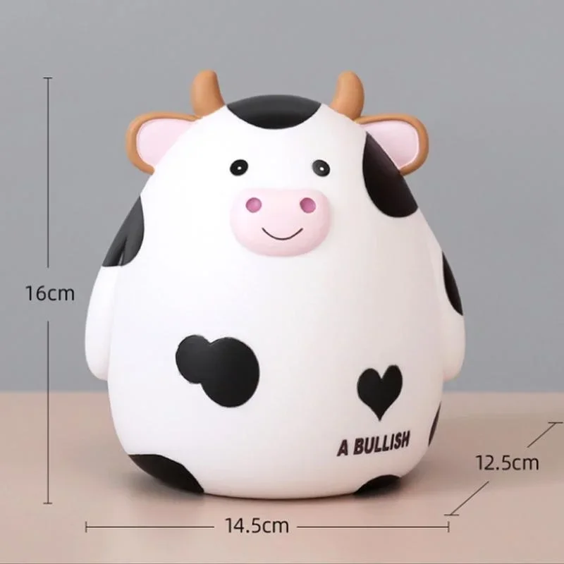 New Cute Cartoon Image of Calf Resin Ornaments Children's Pet Money Box Home Decoration Children's Gifts Coin Bank Accessories