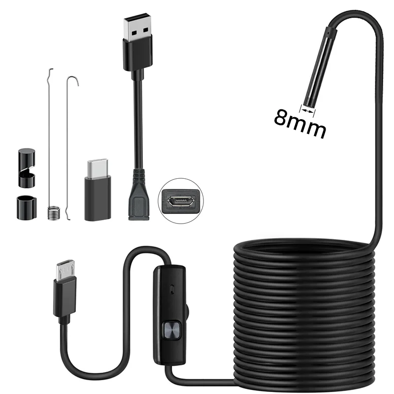 KUTOU 8mm High-Resolution Endoscope Camera for Engine and Sewer Inspection