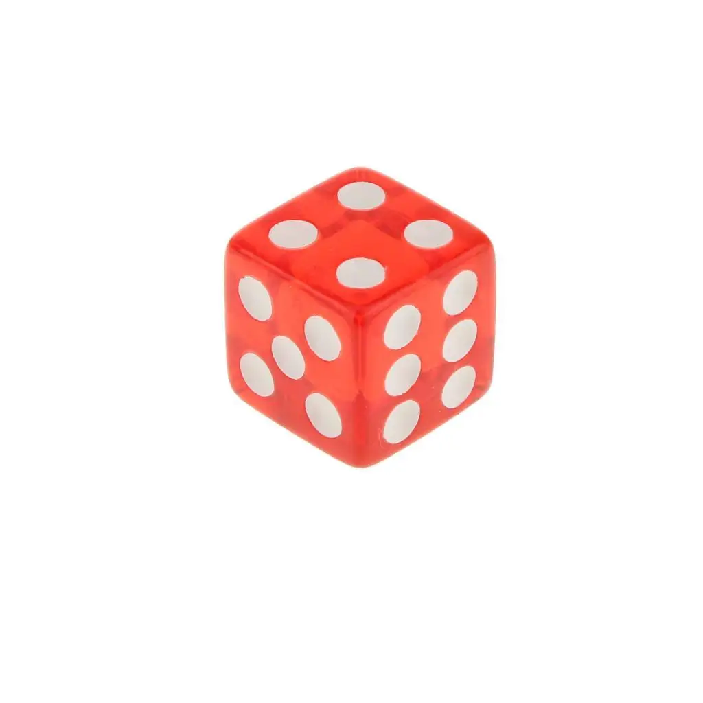 

100 x Translucent 16mm Six Sided Spot Dice RPG Games Red