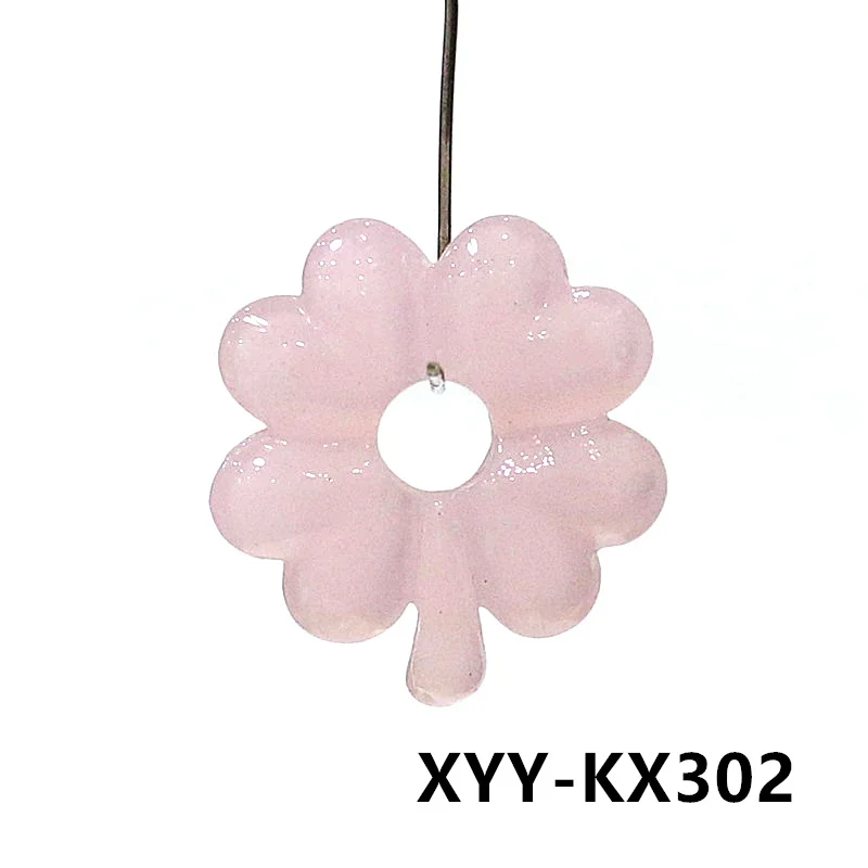 2pcs Cute Lucky Leaf Charms Glass Bead Four-leaf Clover Pendant For DIY Women Girls Jewelry Bracelet Earrings Making Accessories