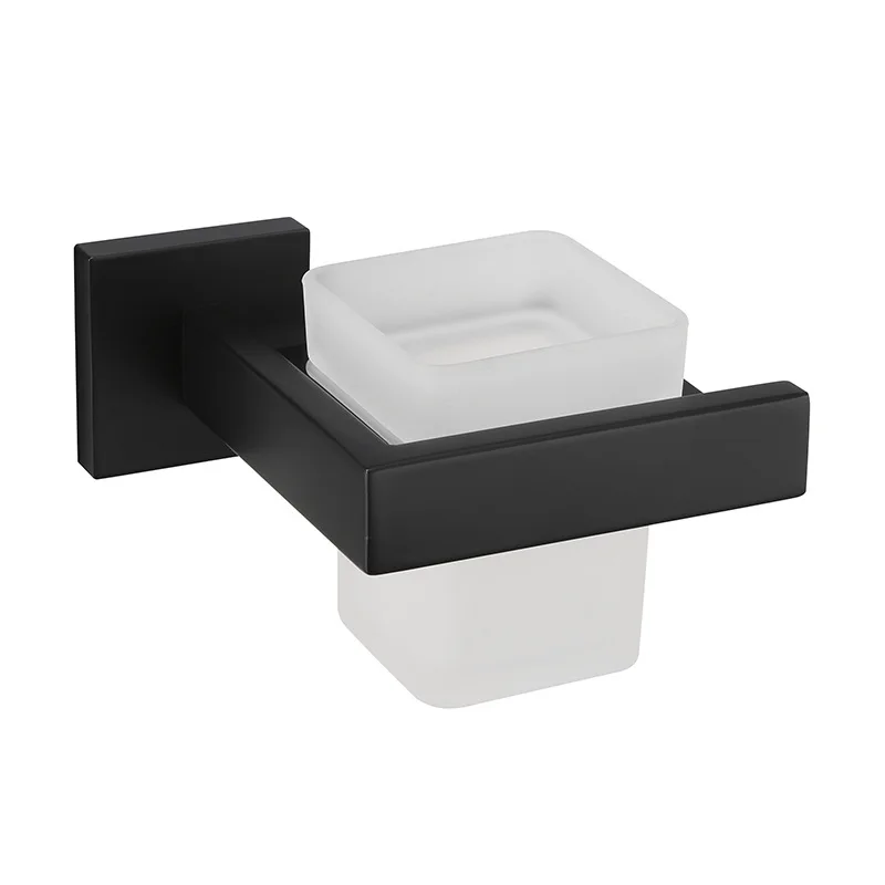 Black Single Cup Holder 304 Stainless Steel Toothbrush Cup Set Bathroom Accessories Wall Mouth Holder