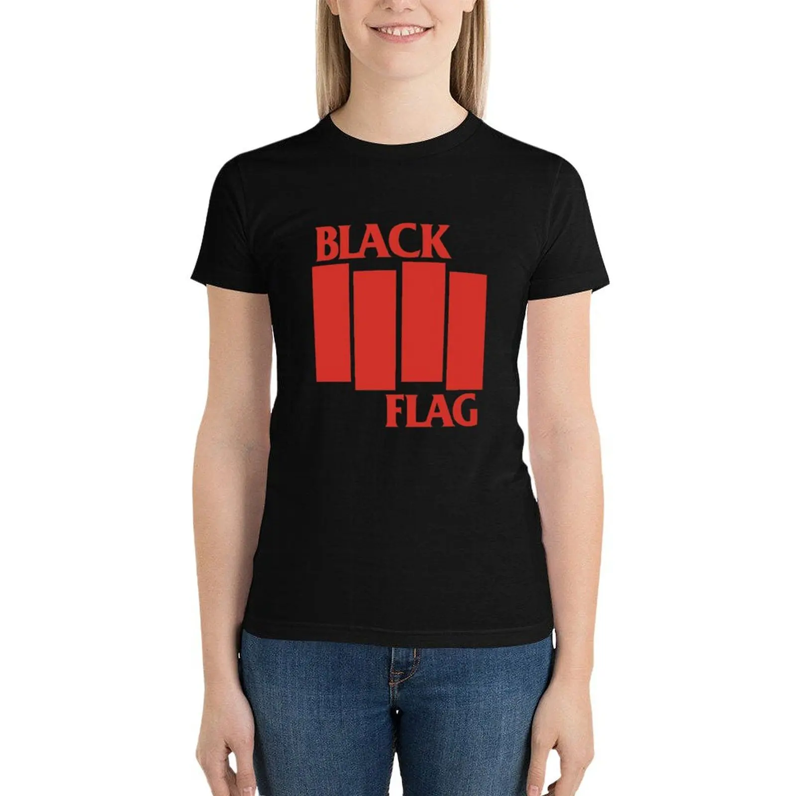 Black Flag Logo T-Shirt summer top funny Short sleeve tee t-shirt dress for Women sexy