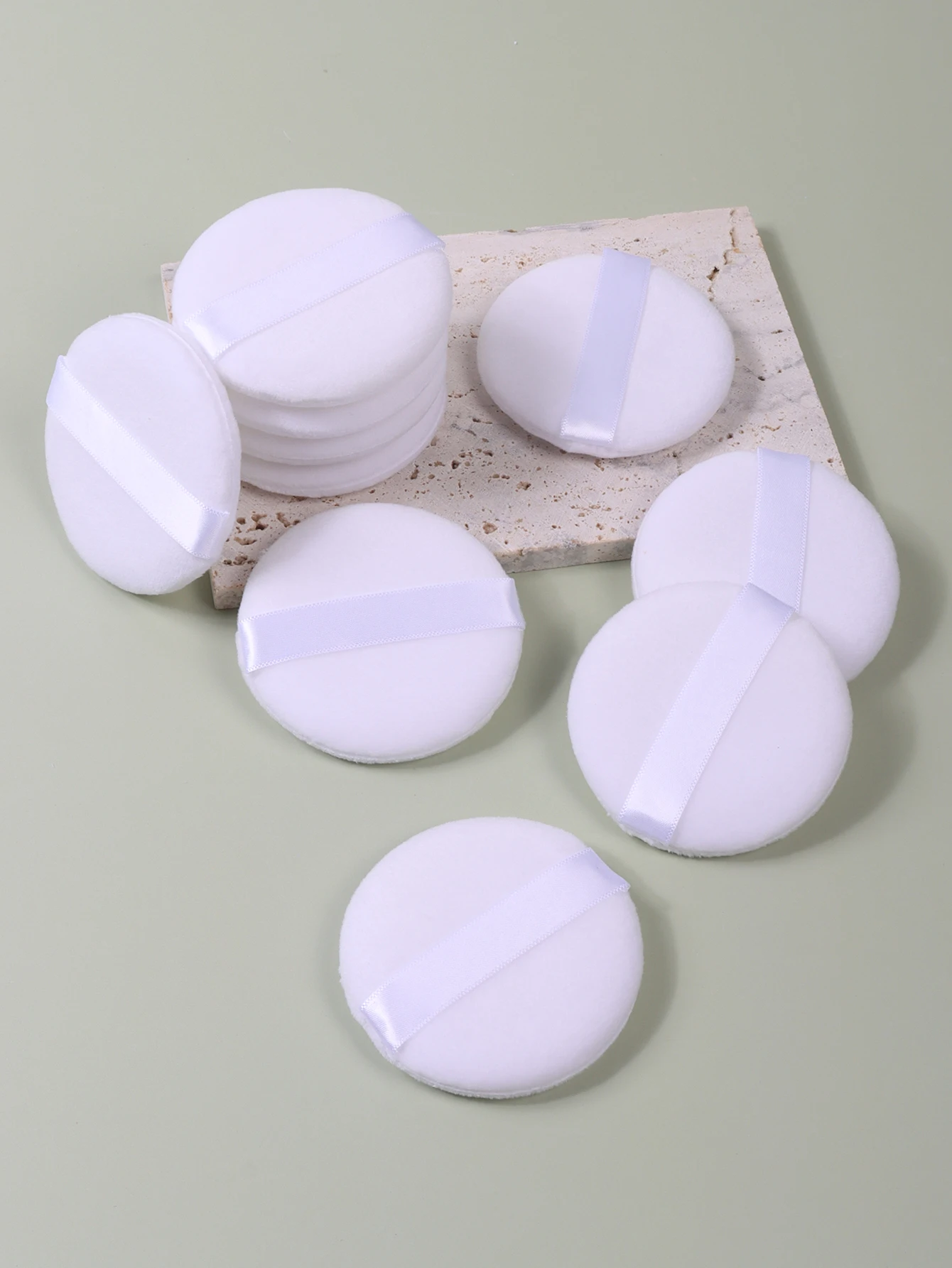 2-5-10-20Pcs Portable and Practical High-Grade White Round Powder Puff for Base and Fixing Makeup 5