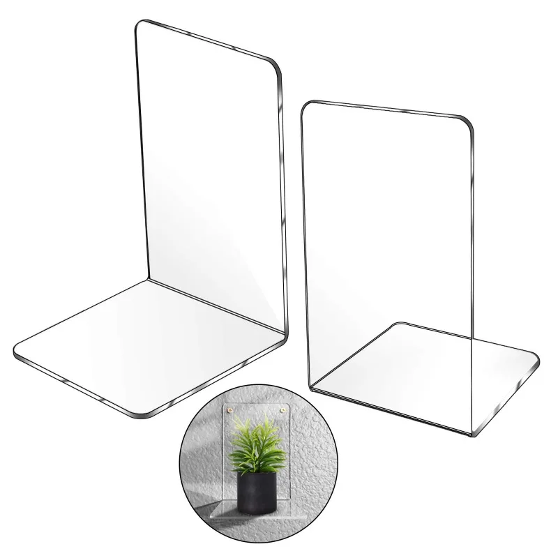 Clear Acrylic Bookends for Shelves Desktop Organizer Non-Slip Decorative Holder Perfect Storage Solution for Holiday Gifts