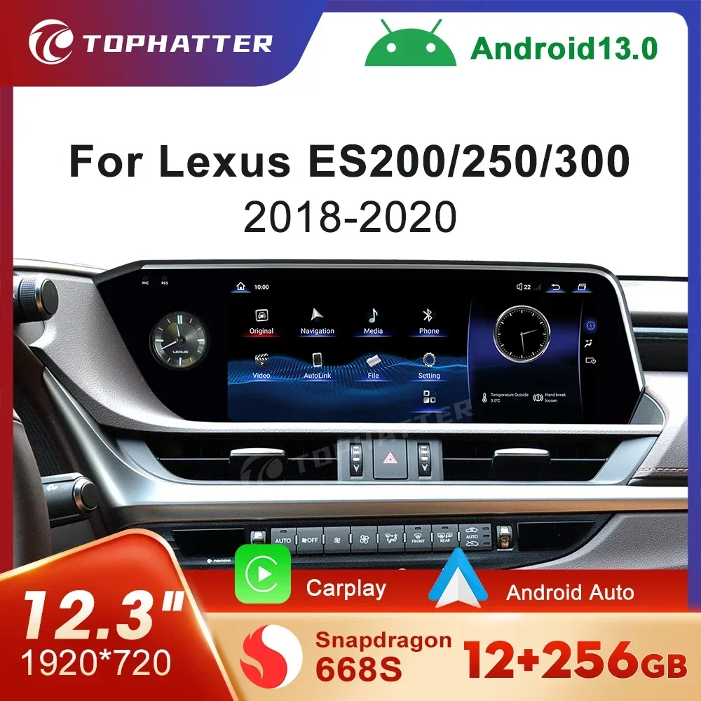 Android 13 For Lexus ES ES200 ES250 ES300-CarPlay Android Auto 8 Core Multimedia Player Car Monitor Video Navigation
