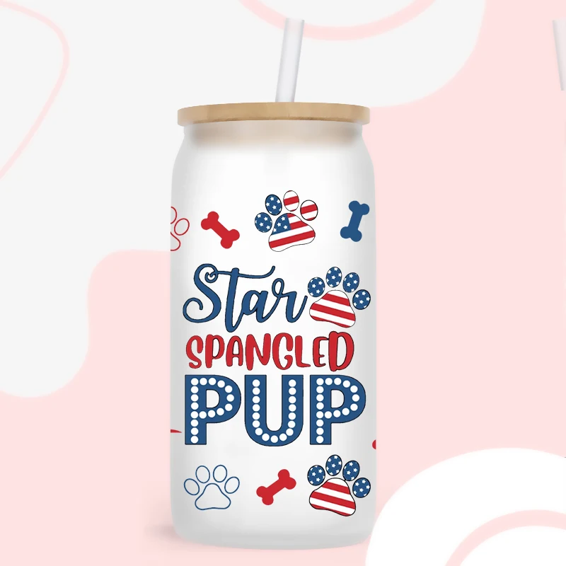 3D UV DTF Transfers Stickers Cup Wraps American Flag Day Printed for DIY Glass Ceramic Metal Leather Etc 16oz D95