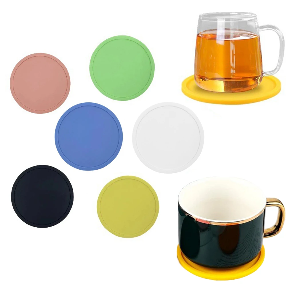 2/4/6Pcs/Set 10CM Round Cup Coaster Silicone Silicone Insulation Mat Cup Pads Drink Holder Mug Stand Home Table Decorations