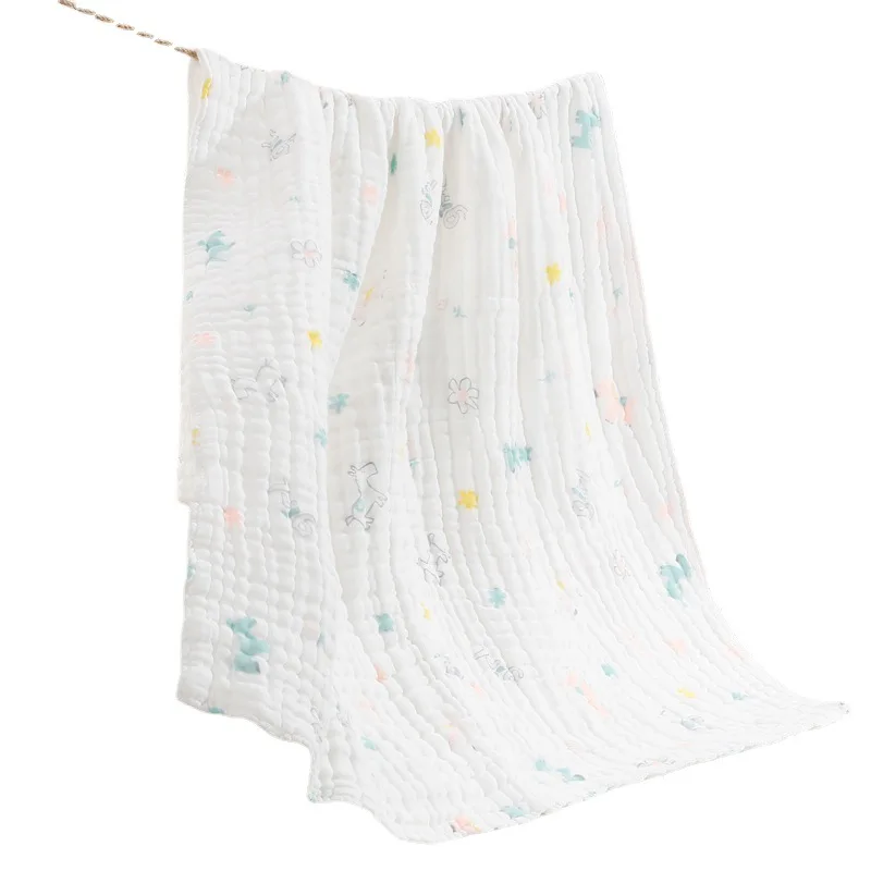 Baby Bath Towel Cotton Infant Skin-friendly Soft Thickened Shower Towel Cartoon Animal Warm Breathable Kids Air Condition Quilt