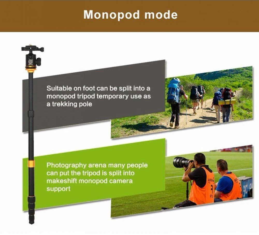 QZSD Q278 Professional Portable Aluminium Alloy Camera Travel Lightweight Tripod