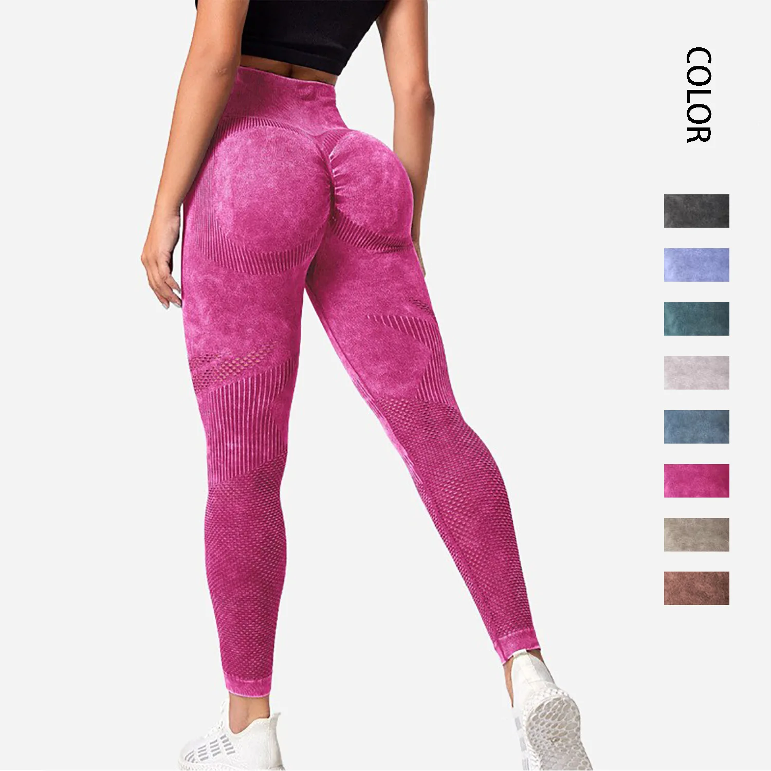 

New Hollow out Seamless Yoga Pants High Waist Peach Hip Lifting Fitness Pants Women's Washable Matte Tight Sports Leggings