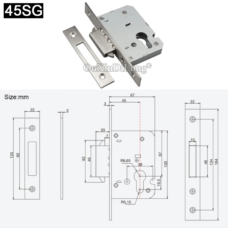 Description Picture 4 of item304 Stainless Steel European Push Pull Folding Door Lock body Shopping Mall Roller Shutter Door/Crystal Door Dual Hook Lockbody