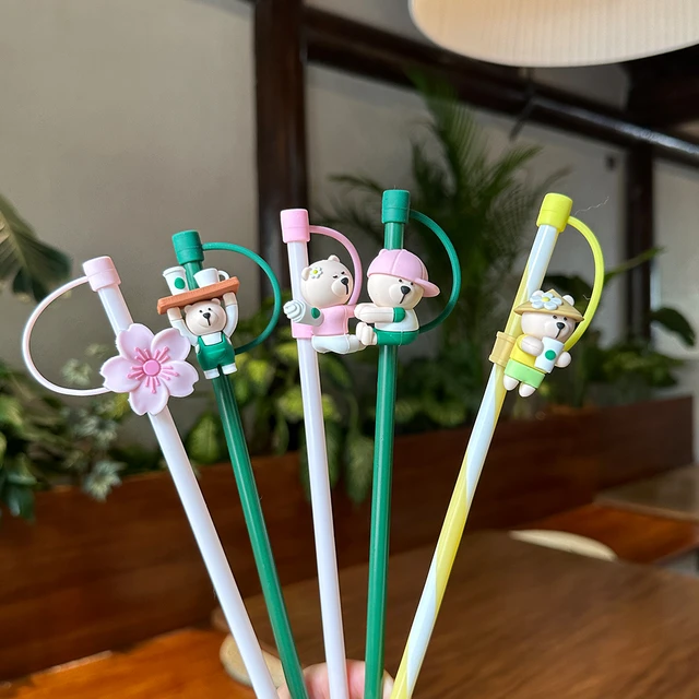 Cute Silicone Straw Plug, Reusable Drinking Dust Caps, Cartoon