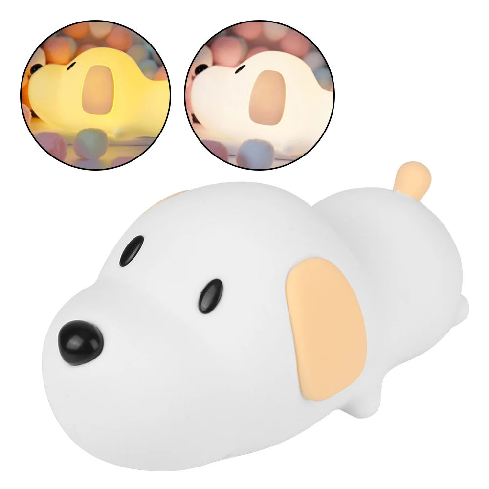 

Детский подарок для малыша сенсорный силиконовый щенок лампа 2 цвета с регулируемой яркостью собака светодиодная ночник с таймером перезаряжаемый