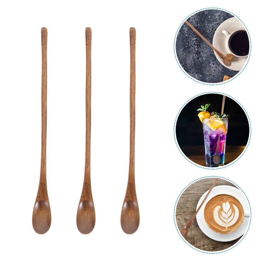 

Serving Spoon Set Flatware Salad Spoon Wooden Ladle Coffee Stirring Spoon Long Handle Utensils Set for Kitchen Soup Coffee