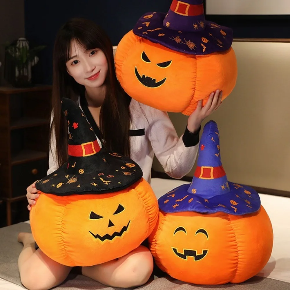 Wearing Hat Pumpkin Demon Doll PP Cotton Soft Halloween Plush Toy Funny Stuffed Halloween Pumpkin Throw Pillow Home Decoration