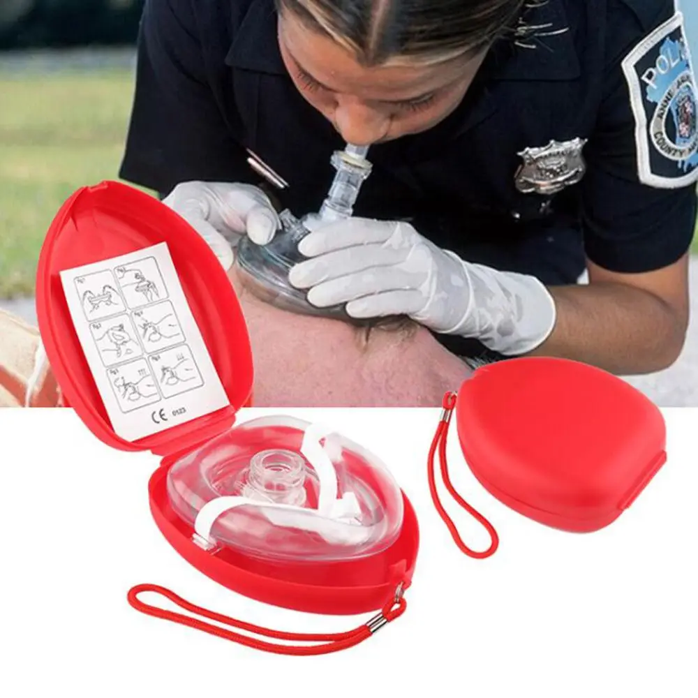Emergency First Aid Mask Rescue CPR Mask Resuscitator One-Way Valve CPR Face Shield Survival Training Car Bus Survival Gear first aid mask