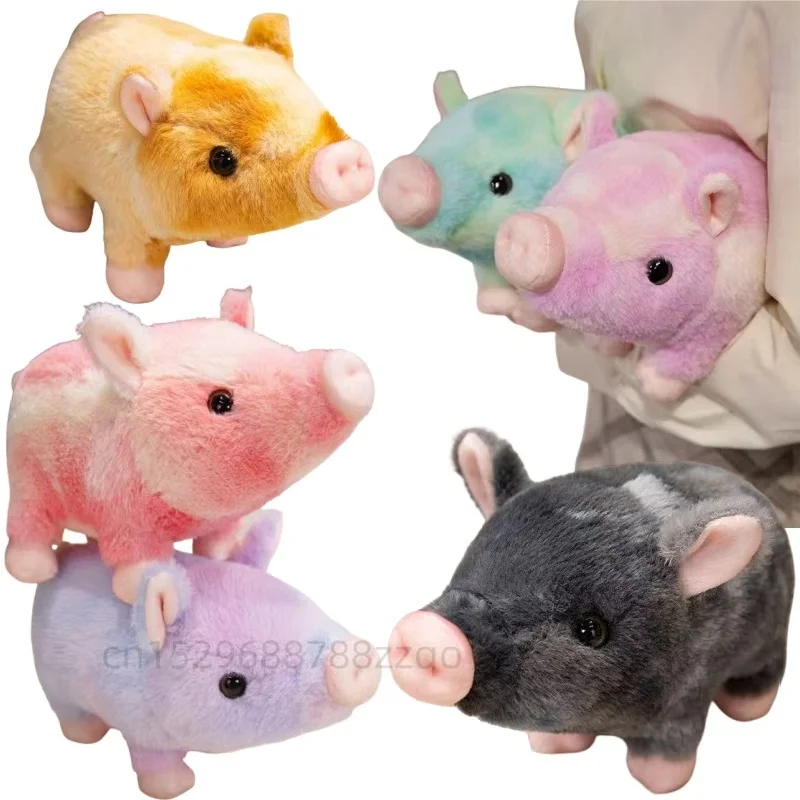 Colorful Pig Plush Soft Toy Standing Posture Baby Soothing Doll Kids Throw Pillow Decorative Cushion Birthday Halloween Gift