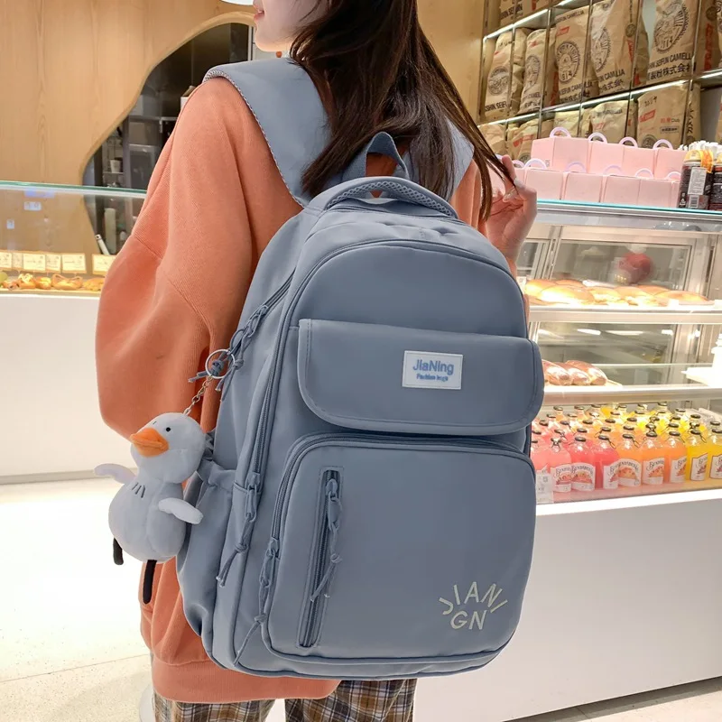

Bags For Women Solid Color High-value Ins Student Cute Schoolbag Backpack Feminina Travel Hand Bag Kawaii Women's Bolsas School